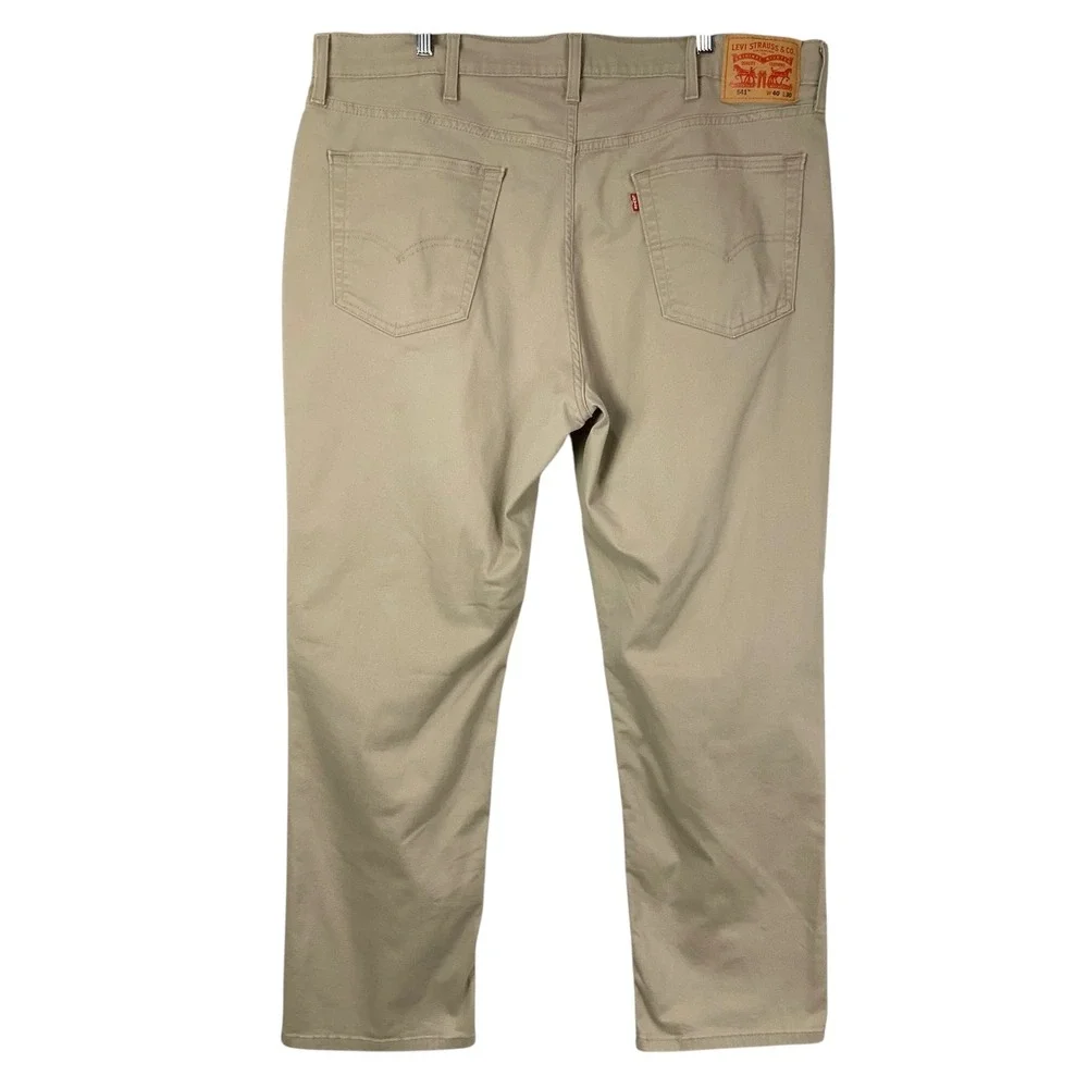 Levi's 541 Khaki Athletic Taper Pants 40x30 Zip Fly Mid Rise Stretch Chinos